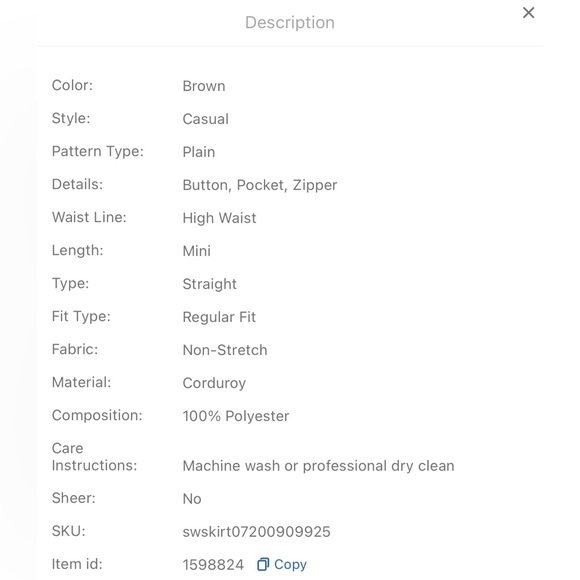 Women's | SHEIN | Buttoned Front Cord Skirt - Picture 5 of 5